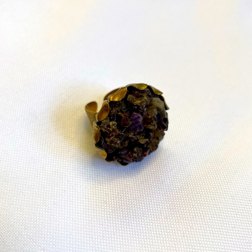 Threadsense Oversized Purple Amethyst Gem Ring
